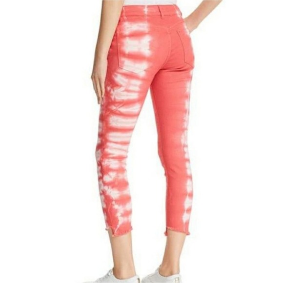NWT DL1961 Florence Tie-Dye Pink Skinny Jeans Size 25 Raw Hem - Picture 2 of 9